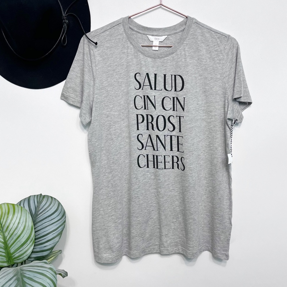 1901 | cheers salud toast pima cotton tee grey nordstrom l nwt
